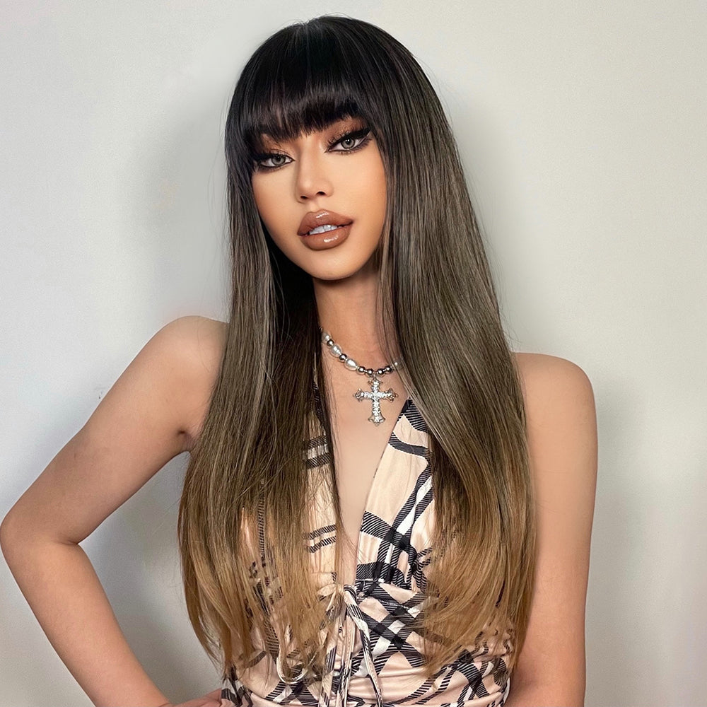 Green Golden Gradient | Straight Hair | 26inch | apn Prtheus