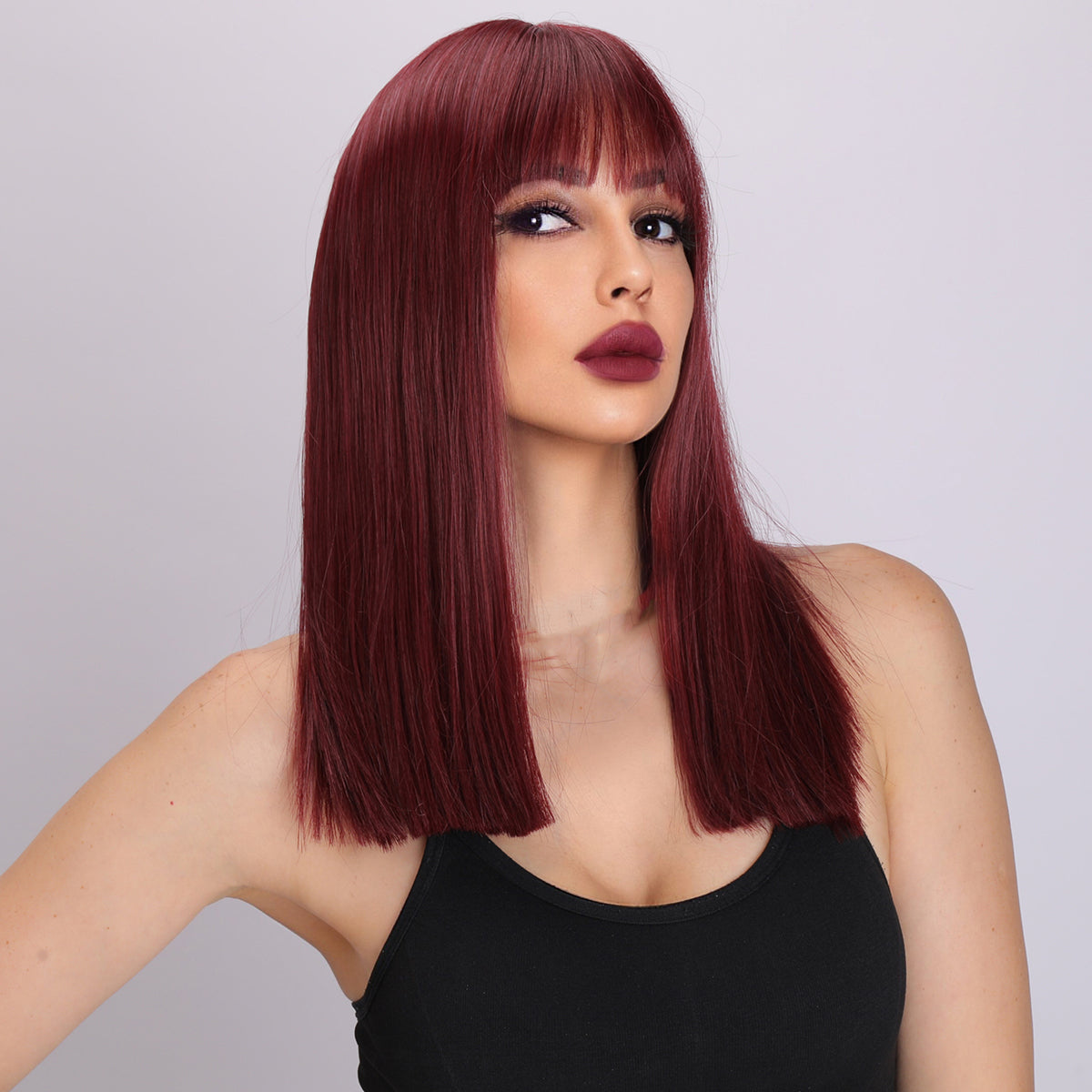 Kimberly | Wine Red Wig | Straight Hair Wig | 18 inch Wig | TM Pop
