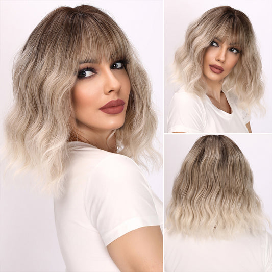 Elise | Blonde and Ombre Gradient Wig | Curly Bob Wig | 14 inch Wig | TM Pop