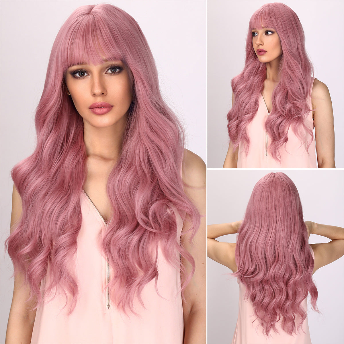 Alexandra | Pink Wig | Body Wave Wig | Curly Wig | 28 inch Wig | TM Pop