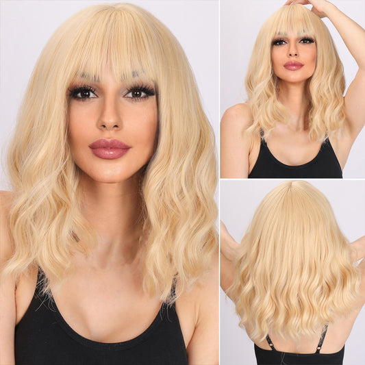 Brianna | Blonde Wig | Curly Bob Wig | 16 inch Wig | TM Pop