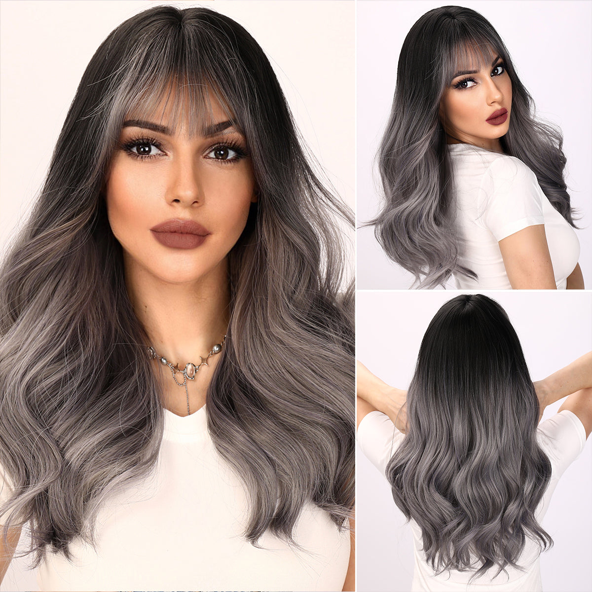 Londyn | Gray Gradient Wig | Deep Wave Wig | Curly Wig | 22 inch Wig | TM Pop