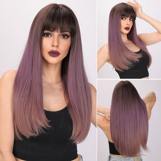Rachel | Purple and Ombre Gradient Wig | Straight Hair Wig | 24 inch Wig | TM Pop