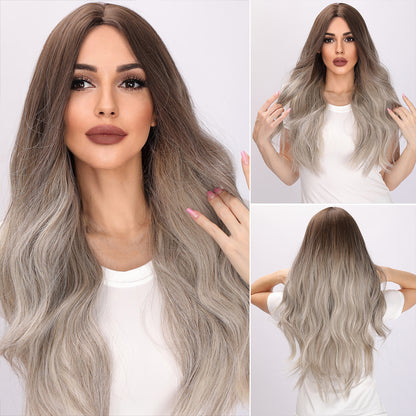 Emerson | Brown and Gray Gradient Wig | Body Wave Wig | 26 Inch Wig | TM Pop