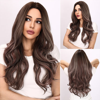 Aubree | Gray and Brown Wig | Deep Wave Wig | 24 inch Wig | TM Pop