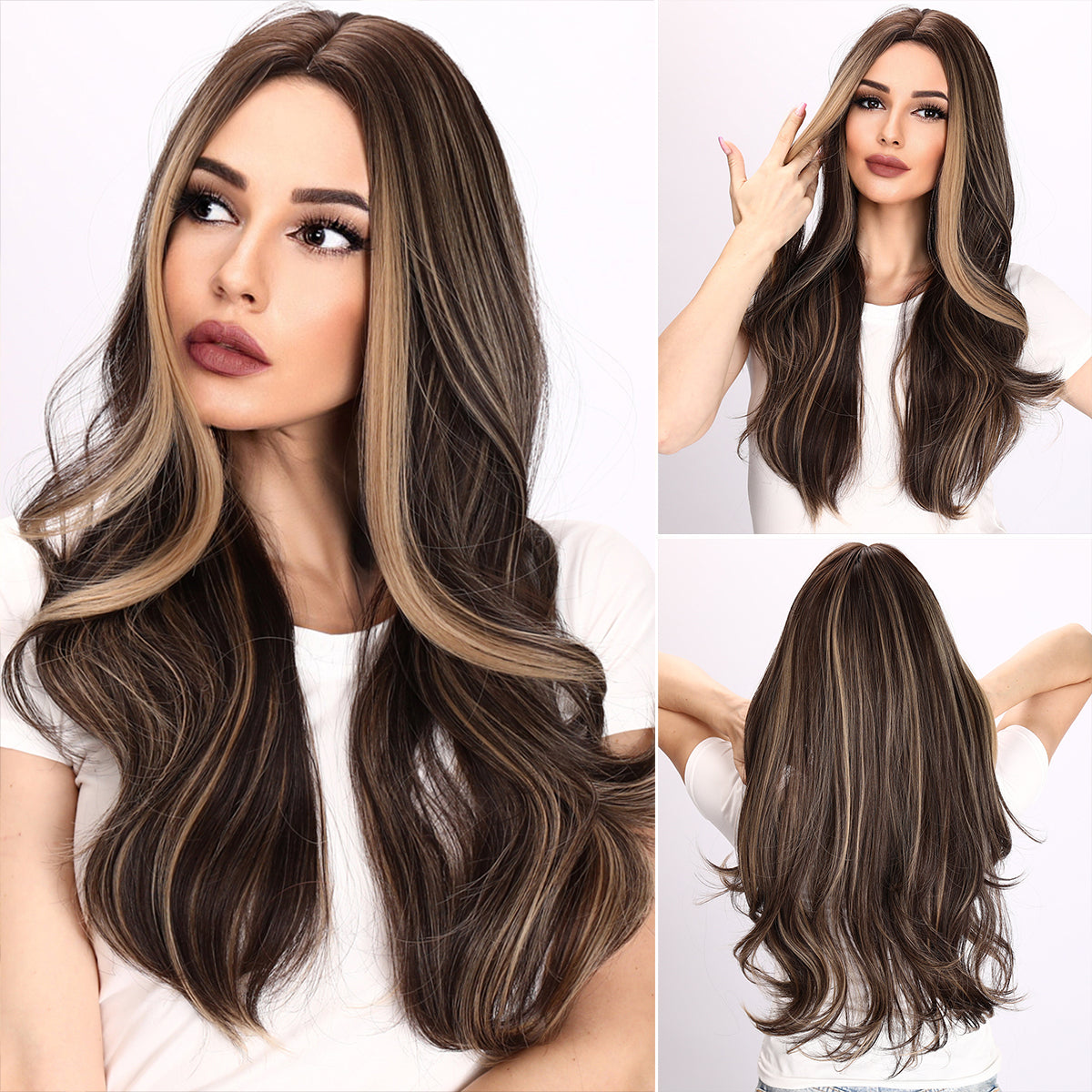 Phoebe | Brown and Black Mix Wig | Curly Wig | Deep Wave Wig | 26 Inch Wig | TM Pop