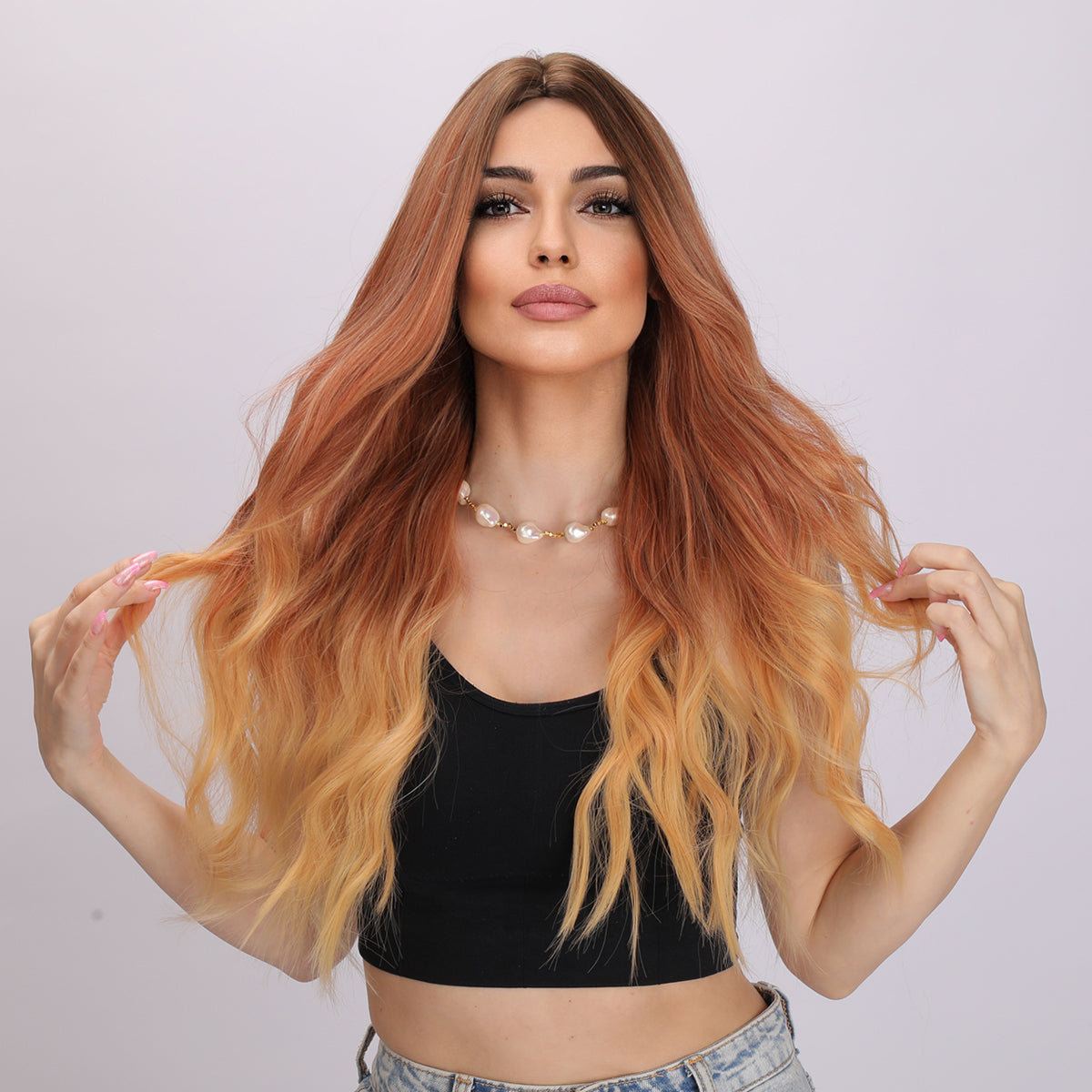 Kamila | Ombre Orange and Yellow Wig | Loose Wave Wig | 28 inch Wig | TM Pop