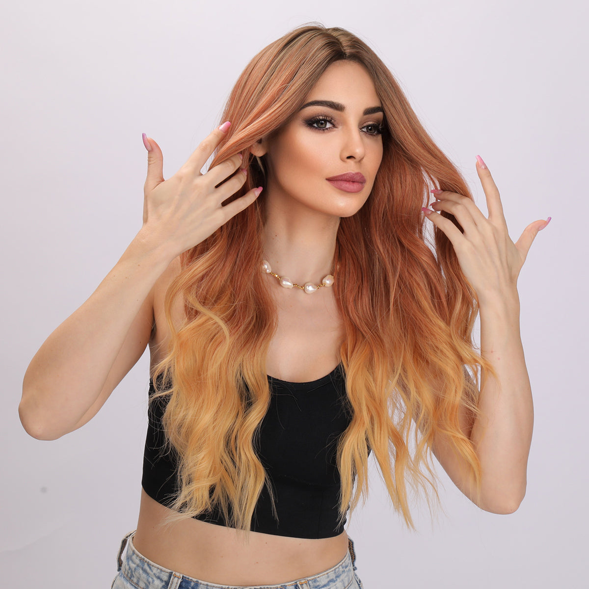 Kamila | Ombre Orange and Yellow Wig | Loose Wave Wig | 28 inch Wig | TM Pop