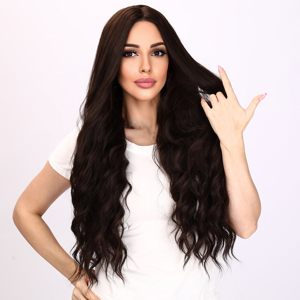 Lilly | Brown Wig | Body Wave Wig | Curly Wig | 32 inch Wig | TM Pop