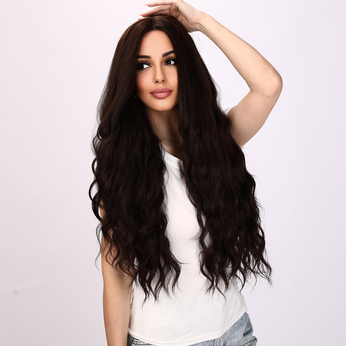 Lilly | Brown Wig | Body Wave Wig | Curly Wig | 32 inch Wig | TM Pop