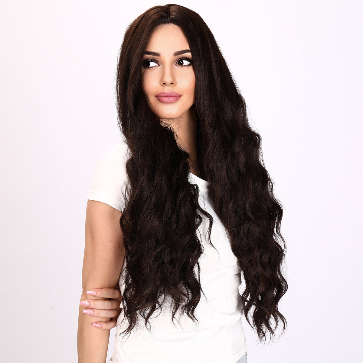 Lilly | Brown Wig | Body Wave Wig | Curly Wig | 32 inch Wig | TM Pop