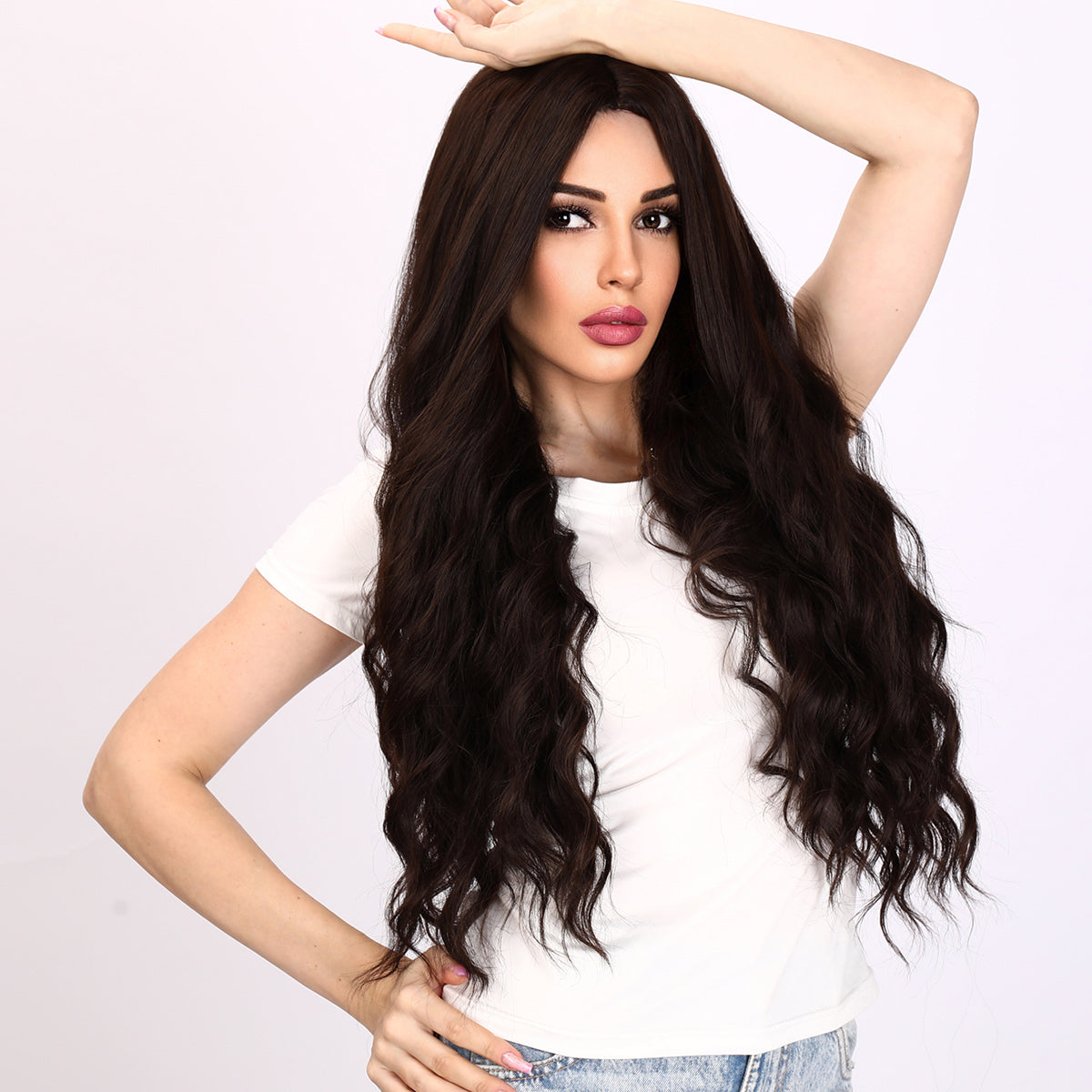 Lilly | Brown Wig | Body Wave Wig | Curly Wig | 32 inch Wig | TM Pop