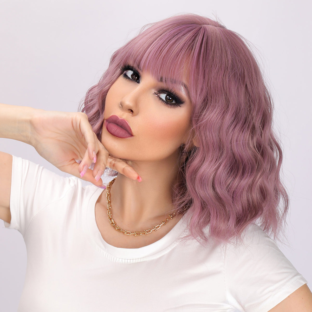 Valeria | Purple Wig | Straight Bob Wig | 14 inch Wig | TM Pop