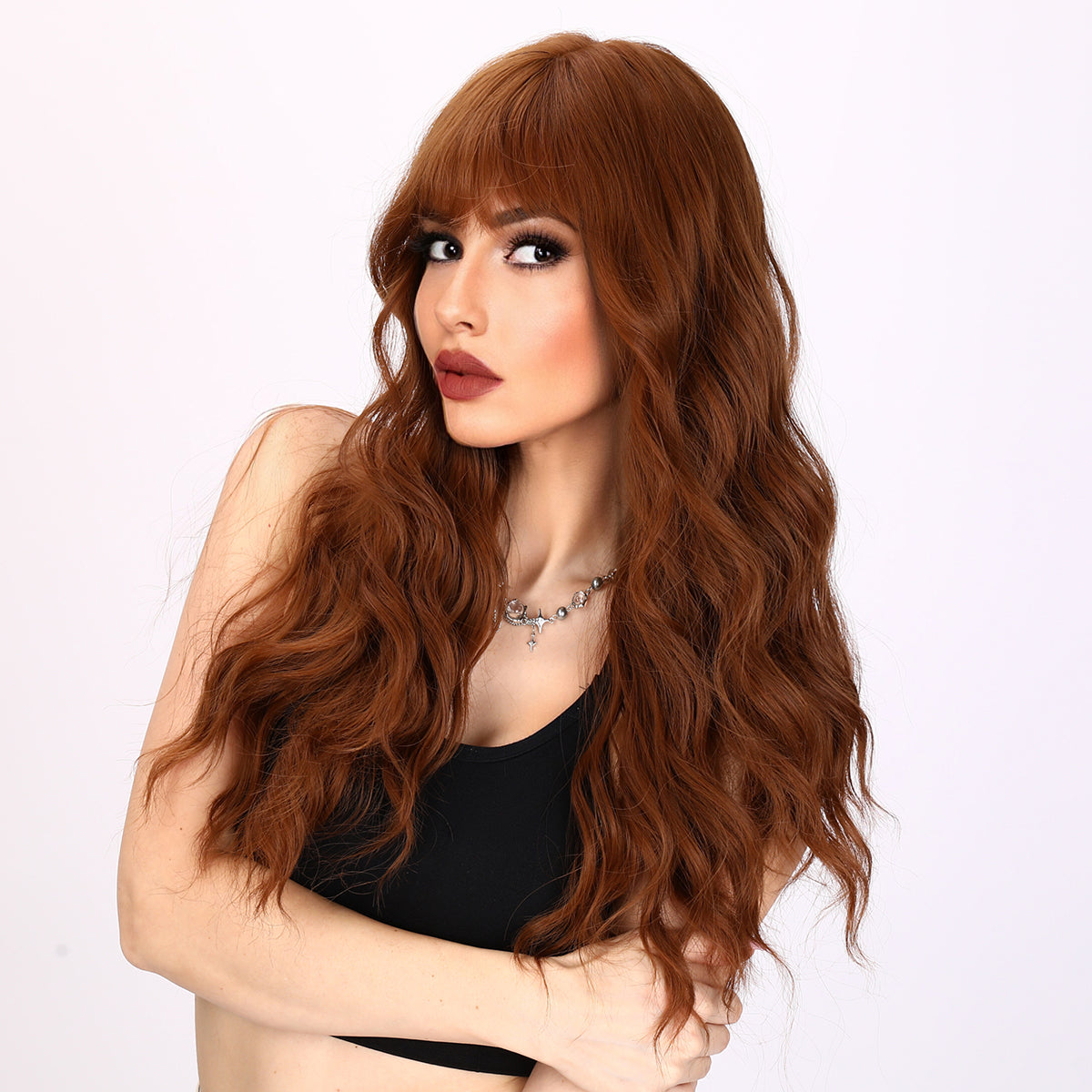Amira | Orange Wig | Curly Wig | 26 inch Wig | TM Pop
