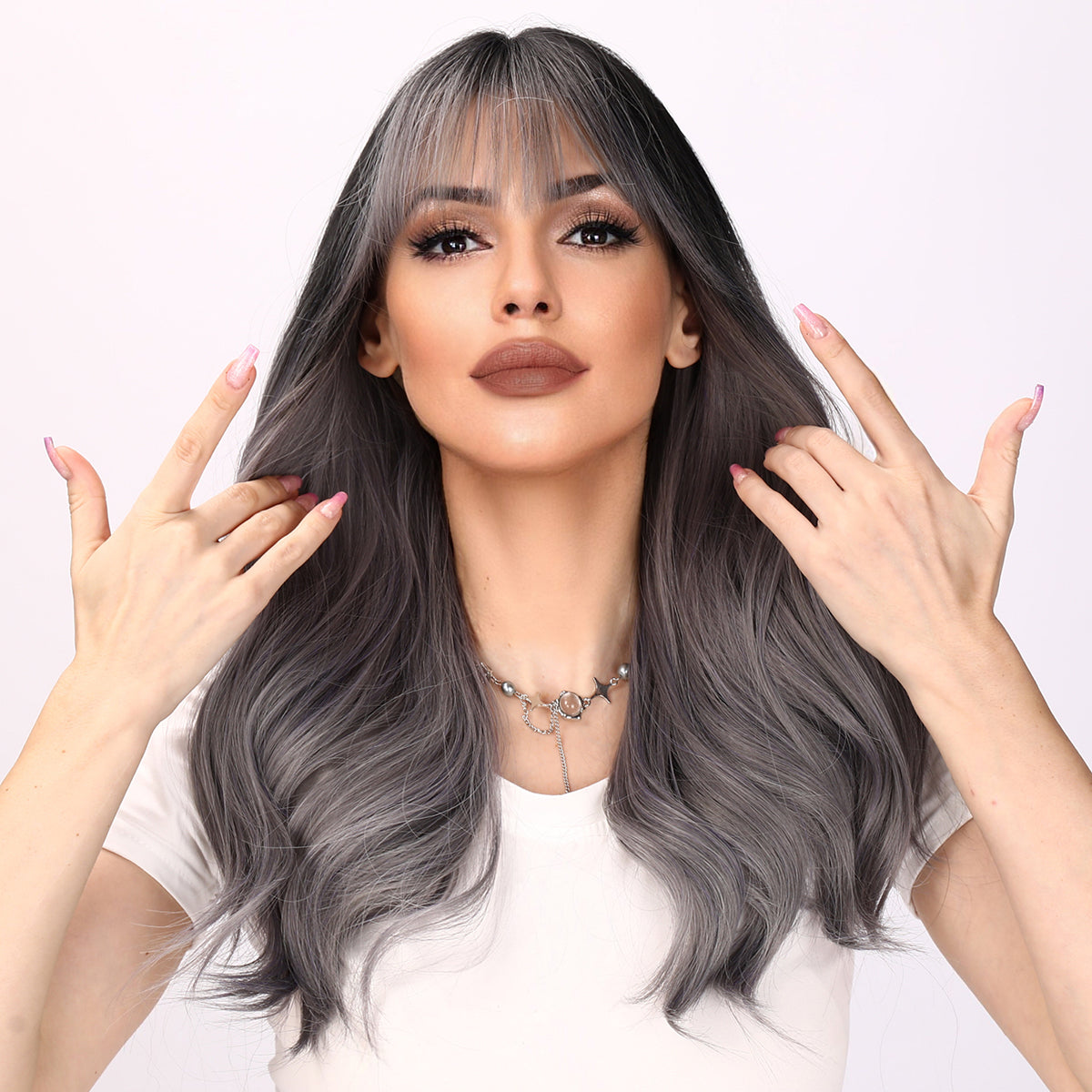 Londyn | Gray Gradient Wig | Deep Wave Wig | Curly Wig | 22 inch Wig | TM Pop