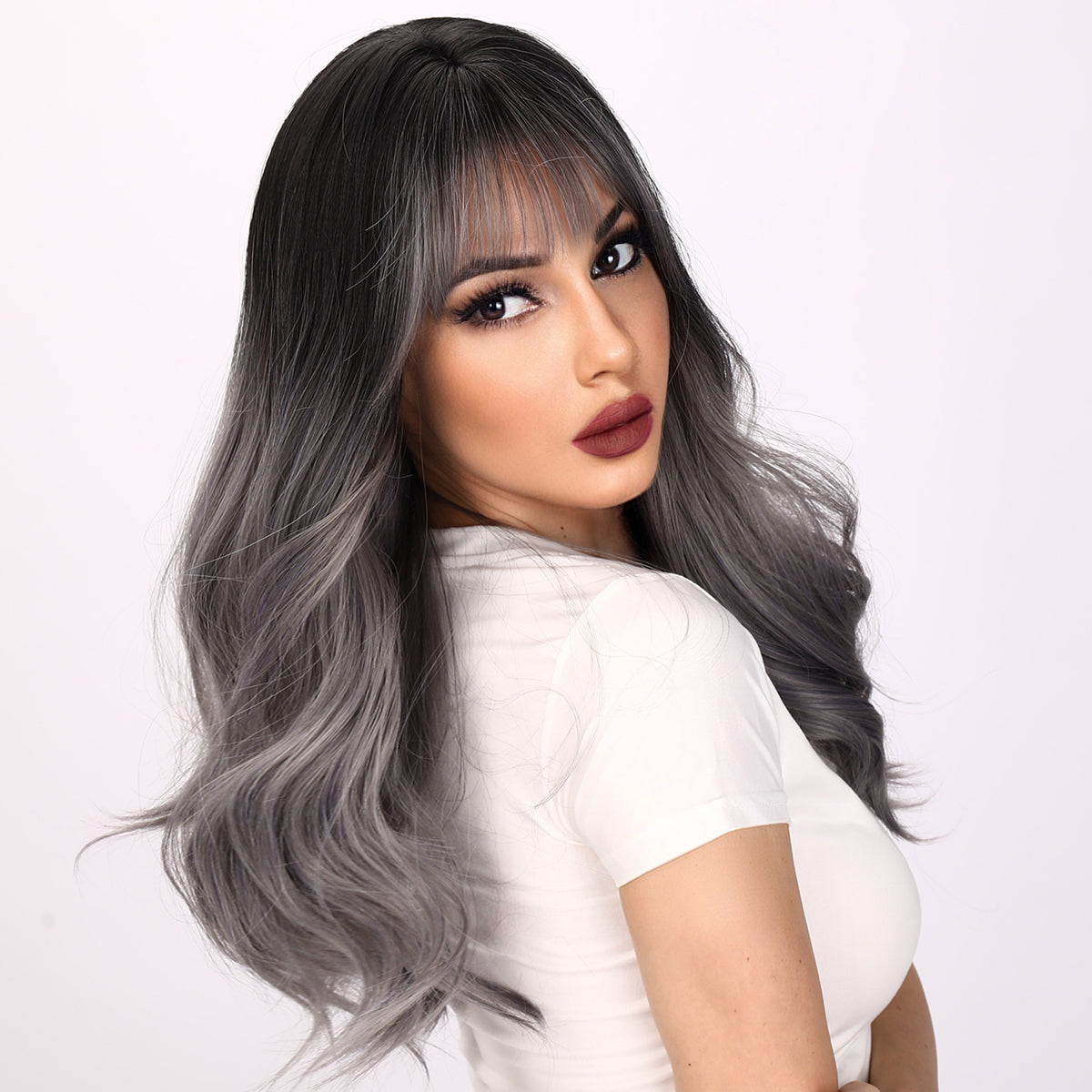 Londyn | Gray Gradient Wig | Deep Wave Wig | Curly Wig | 22 inch Wig | TM Pop