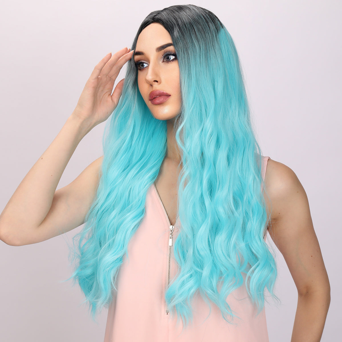 Karol G | Cosplay | Light Blue and Ombre Wig | Body Wave Wig | 26 inch Wig | TM Pop