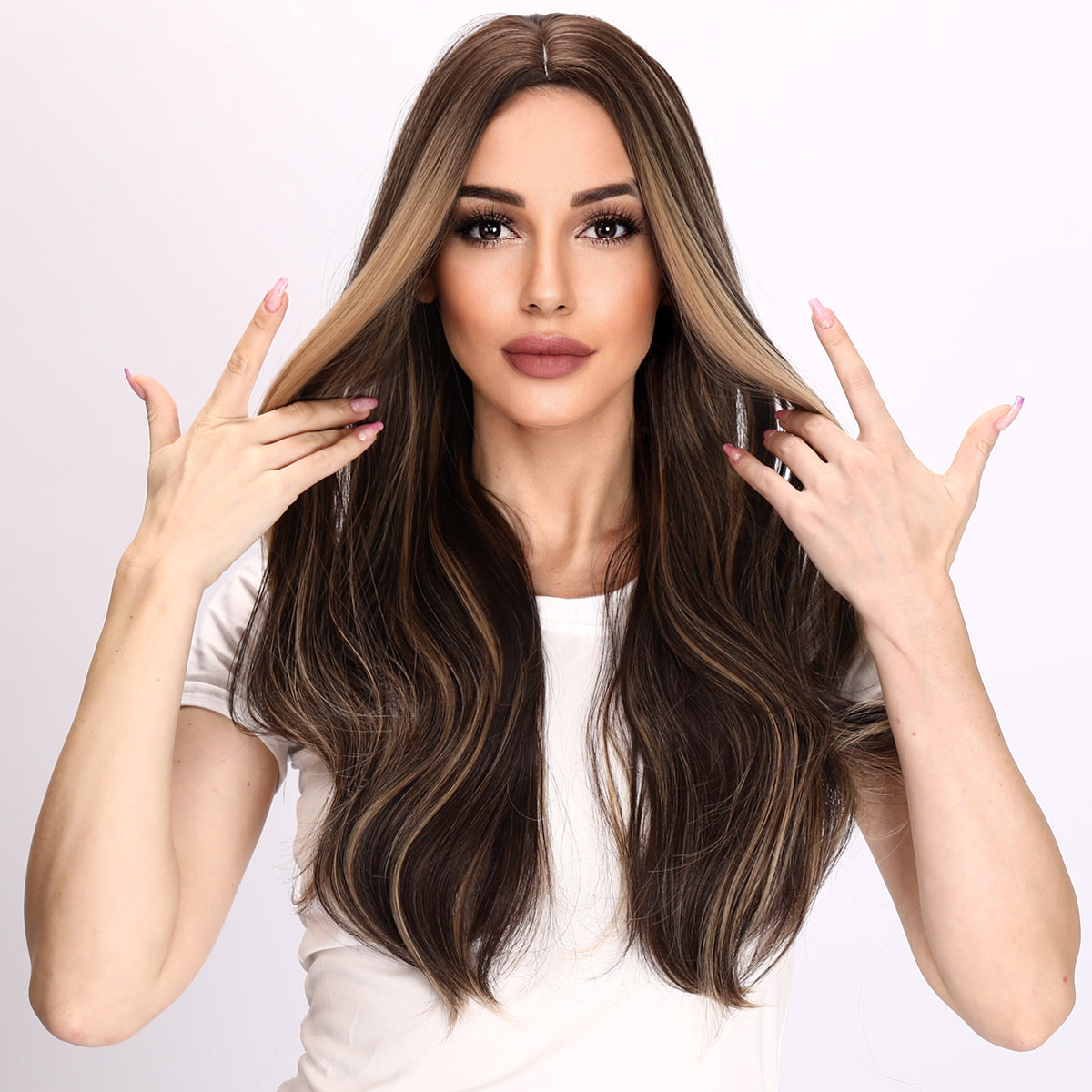 Phoebe | Brown and Black Mix Wig | Curly Wig | Deep Wave Wig | 26 Inch Wig | TM Pop