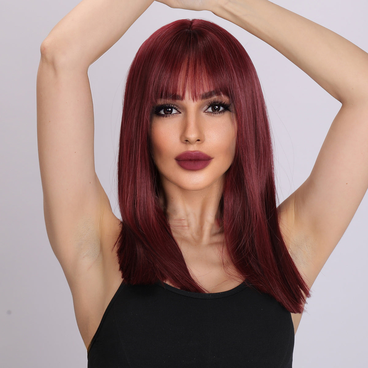 Kimberly | Wine Red Wig | Straight Hair Wig | 18 inch Wig | TM Pop