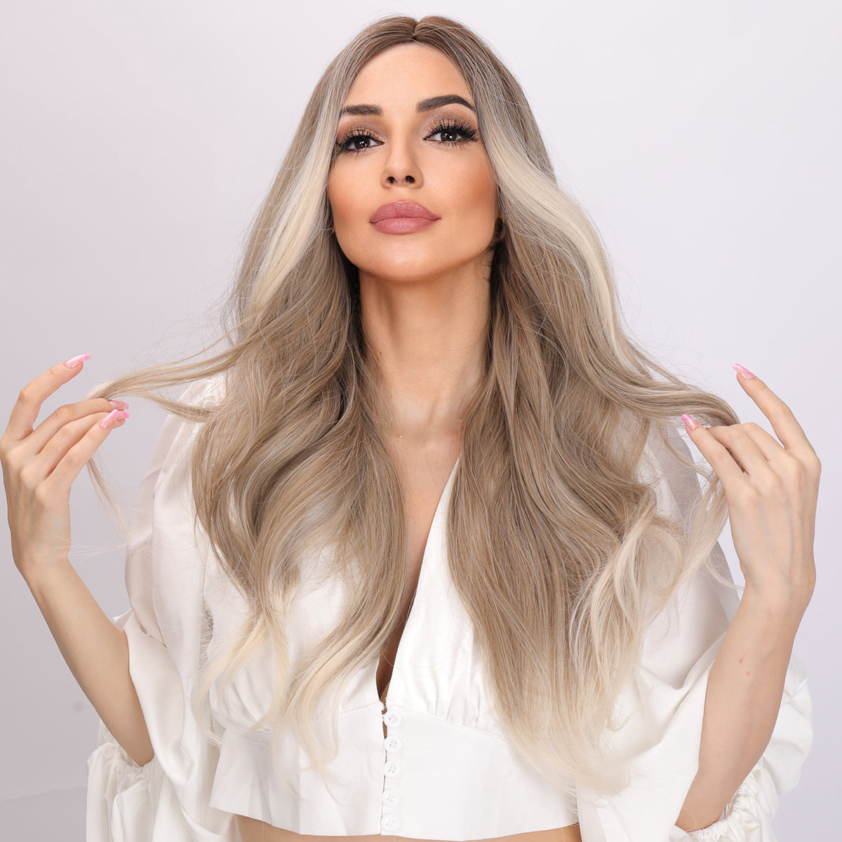 Marley | Blonde and White Gradient Wig | Deep Wave Wig | 26 inch Wig | TM Pop