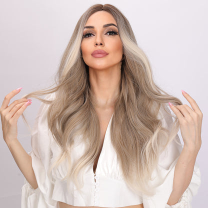 Marley | Blonde and White Gradient Wig | Deep Wave Wig | 26 inch Wig | TM Pop