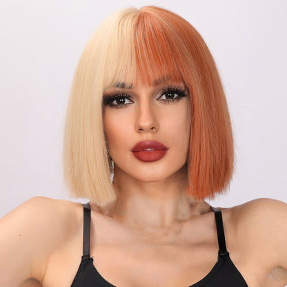Siya | Cosplay | Blonde and Orange Wig | Straight Bob Wig | 12 inch Wig | TM Pop