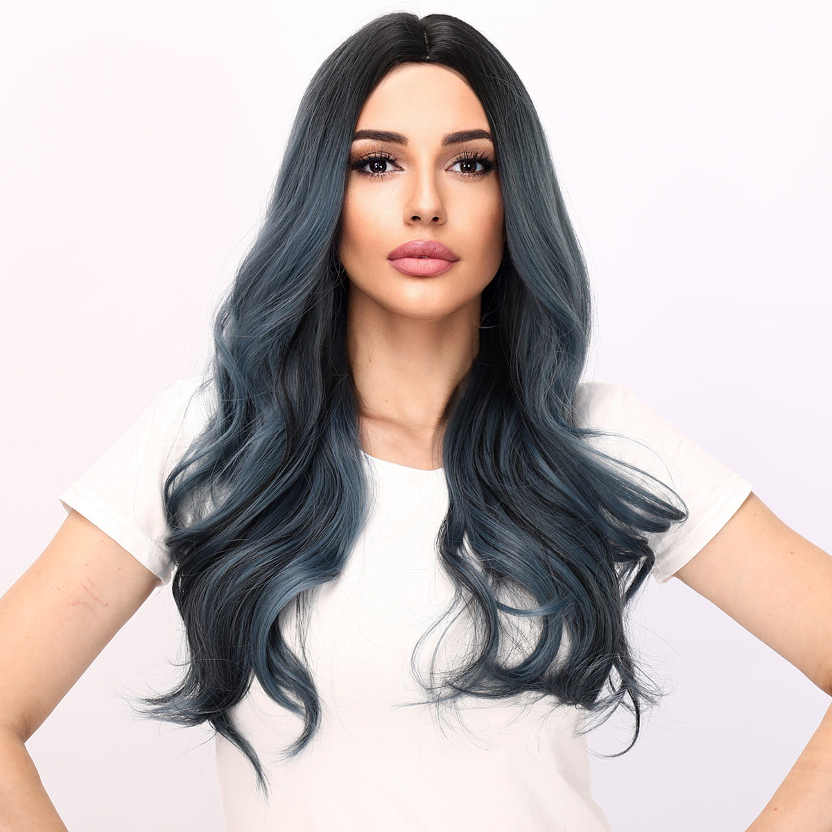 Paige | Dark Blue and Green Mixed Wig | Body Wave Wig | 30 Inch Wig | TM Pop
