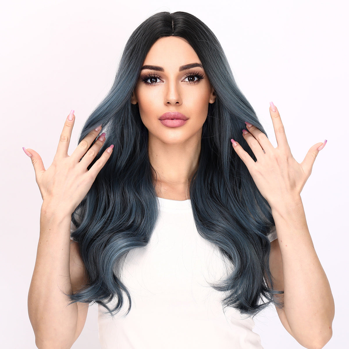 Paige | Dark Blue and Green Mixed Wig | Body Wave Wig | 30 Inch Wig | TM Pop