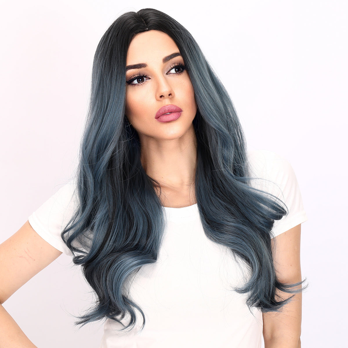 Paige | Dark Blue and Green Mixed Wig | Body Wave Wig | 30 Inch Wig | TM Pop