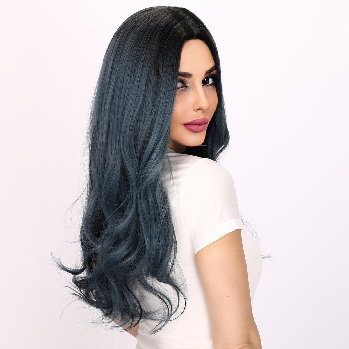 Paige | Dark Blue and Green Mixed Wig | Body Wave Wig | 30 Inch Wig | TM Pop