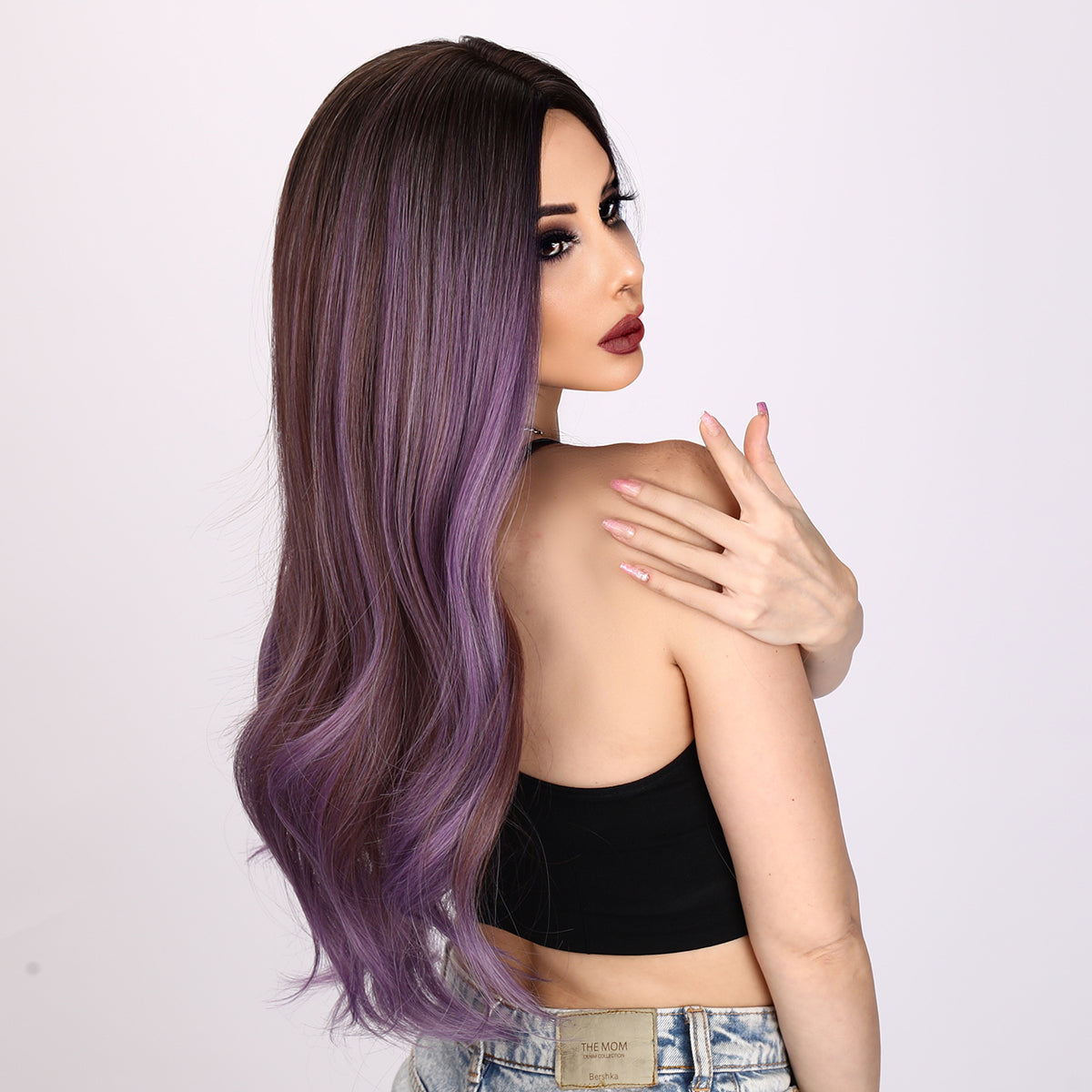 Oakley | Purple  and Brown Mixed Wig | Loose Wave Wig | 26 inch Wig | TM Pop