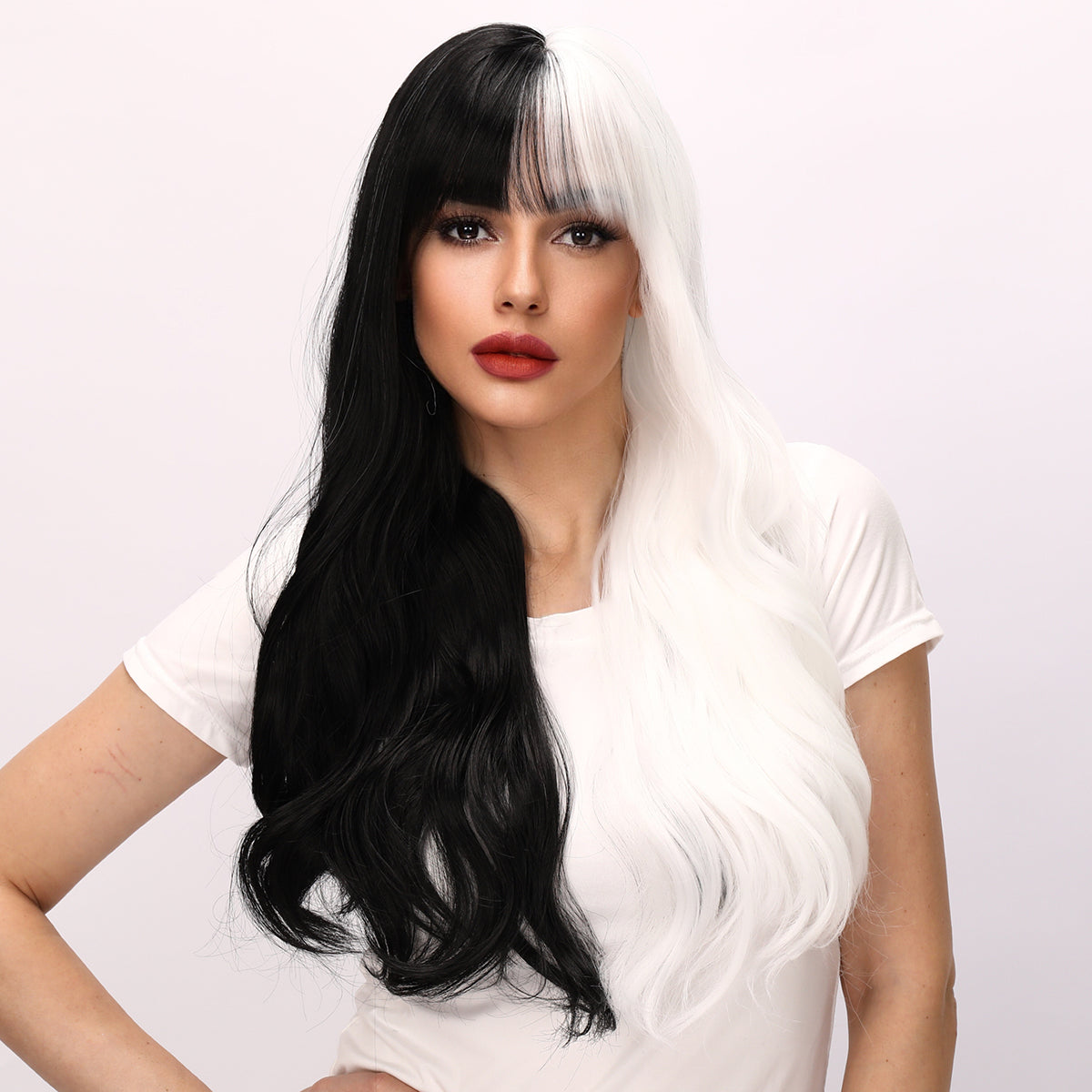 Tessa | Cosplay | Black and White Wig | Long Body Wave Wig | 26 Inch Wig | TM Pop