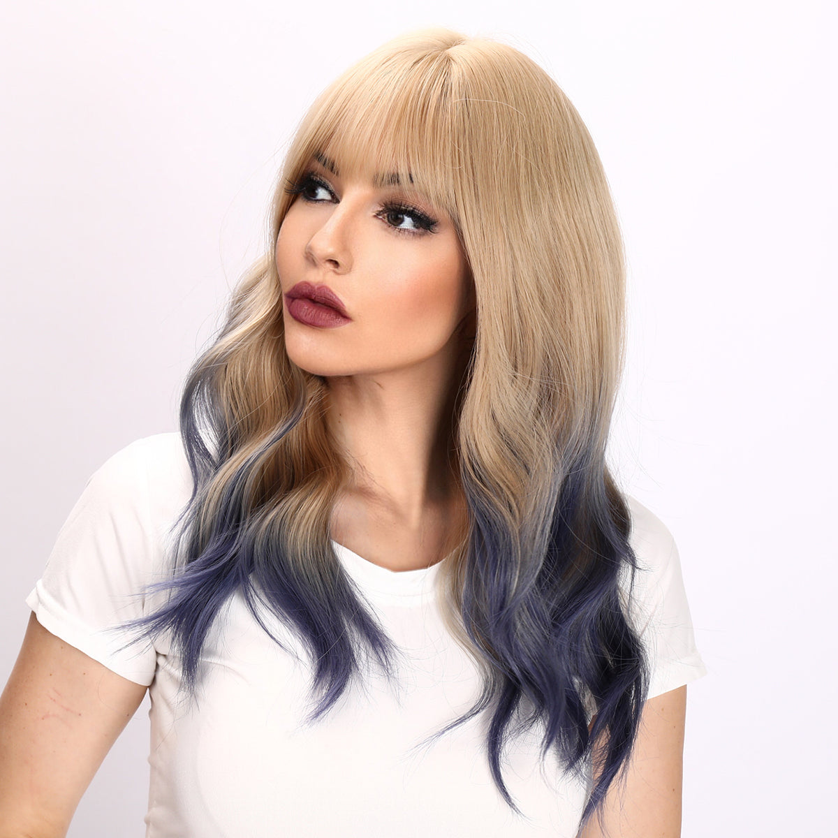 Cataleya | Dark Blue dyed Blonde Wig | | Body Wave Wig | 30 inch Wig | TM Pop