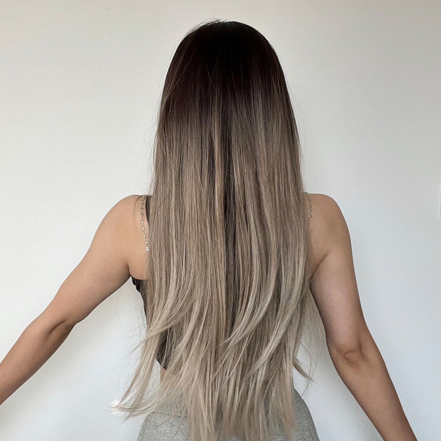 Alexis | Ombre Grey Women Hair | lLong Straight Hair | 28 inches| LC267 | Apn Popinrow