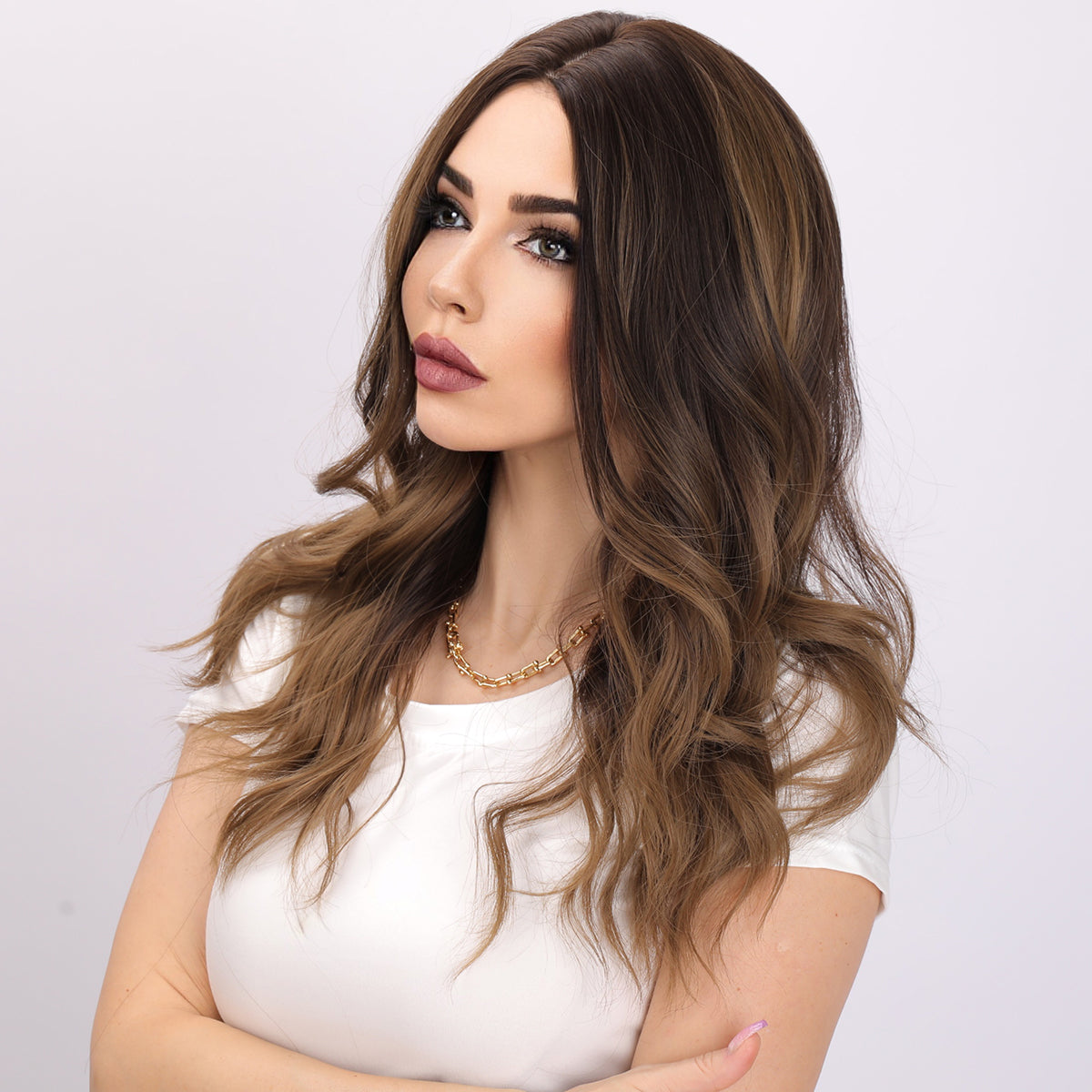Kaia | Flaxen Brown Wig | Loose Wave Wig | 22 inch Wig | TM Pop