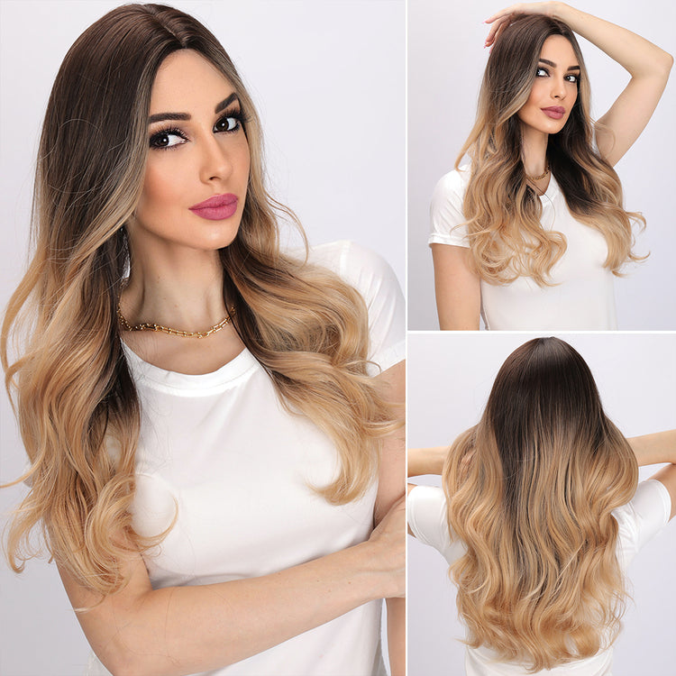 Purple gradient big wave wig KF24076