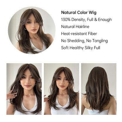 Mckenzie | Natural Brown | Side Part Layered Long Straight Wigs | LC107-1 | Apn Popinrow