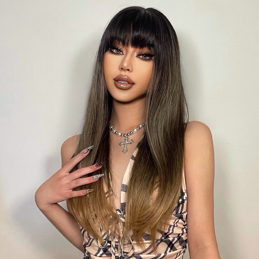 Green Golden Gradient | Straight Hair | 26inch | apn Prtheus