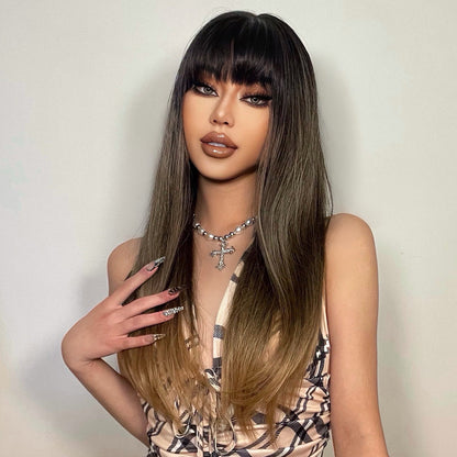 Green Golden Gradient | Straight Hair | 26inch | apn Prtheus