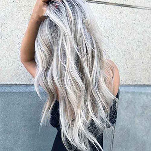 ombre silver wig, deep wave wig, 26 inch wig