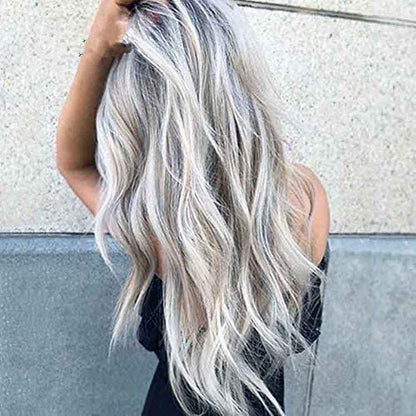 ombre silver wig, deep wave wig, 26 inch wig