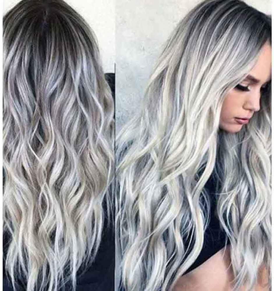 ombre silver wig, deep wave wig, 26 inch wig