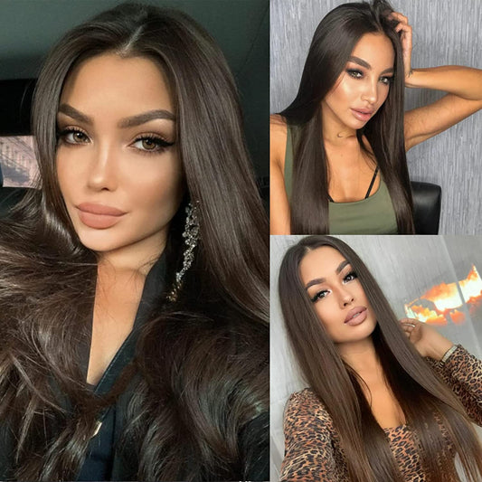 Phoenix | Brown | Straight  Hair | Kanekalon Synthetic Lace Front | T-Part 13*5*1 | 34 Inches | SML9884 | Apn Popinrow