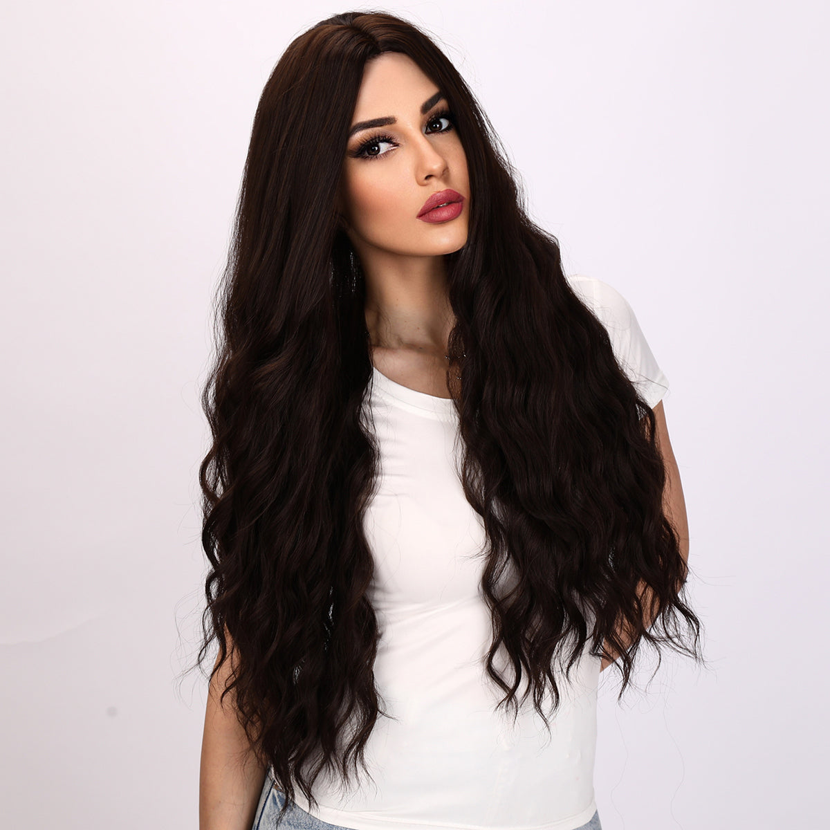 Lilly | Brown Wig | Body Wave Wig | Curly Wig | 32 inch Wig | TM Pop