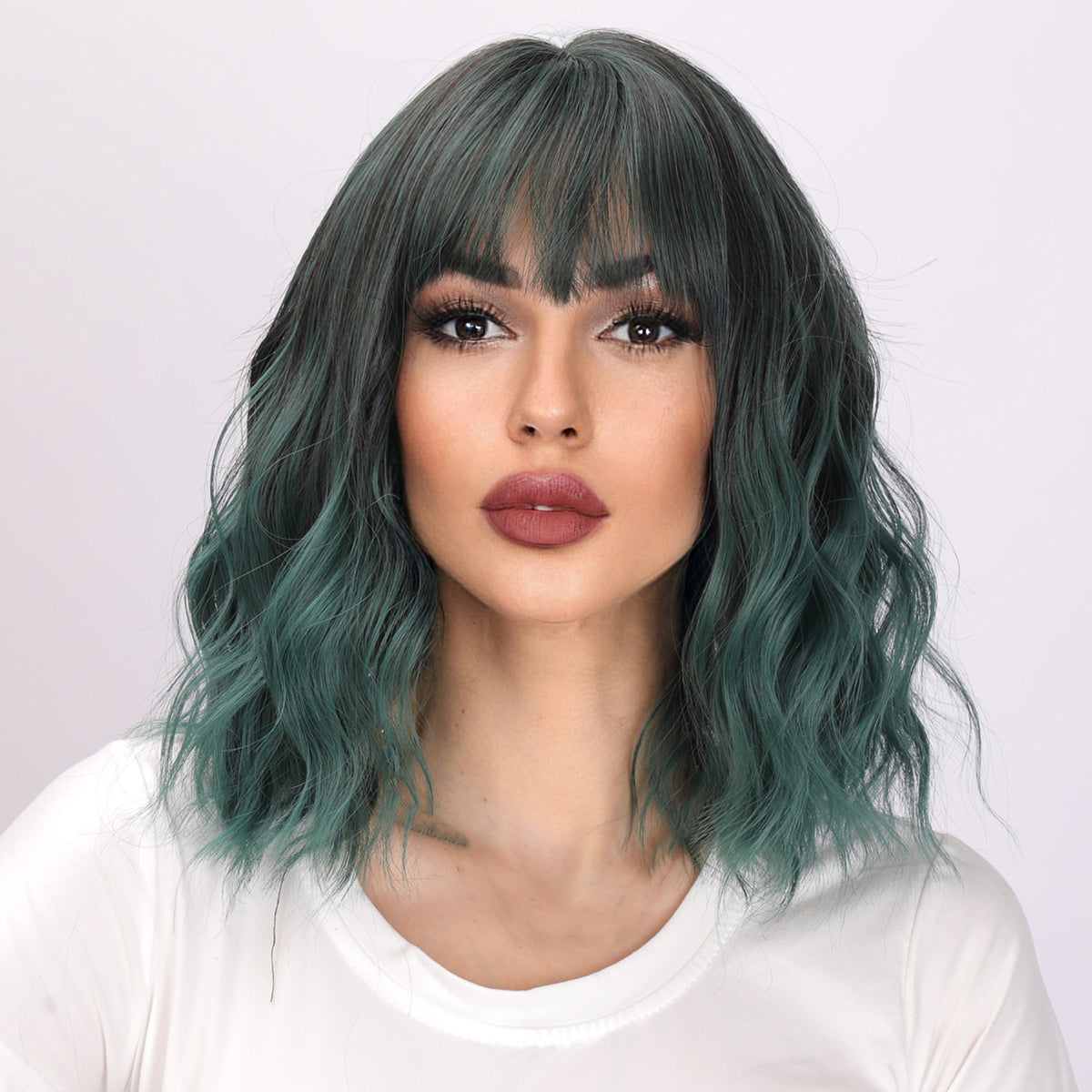 Bella | Dark Green Wig | Short Bob Curly Wig | 16 inch Wig | TM Pop