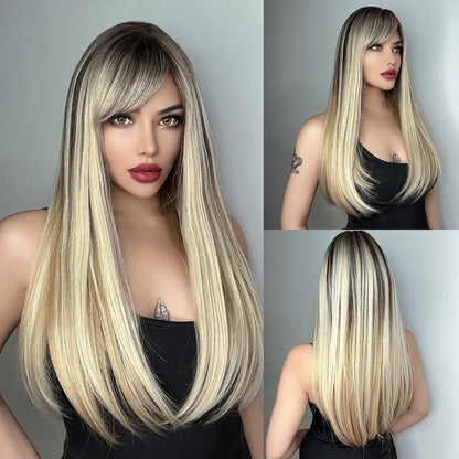 Alexandria | Black Ombre Blonde | Long straight wigs | with bangs | LC5227-1 | Apn Popinrow