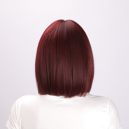 Lilah | Wine Red Wig | Straight Bob Wig | 14 inch Wig | TM Pop
