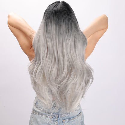 Octavia | Ombre Silver Wig | Deep Wave Wig | 23 inch Wig | TM Pop