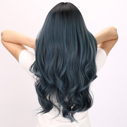 Paige | Dark Blue and Green Mixed Wig | Body Wave Wig | 30 Inch Wig | TM Pop