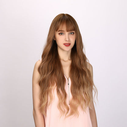 blonde and orange gradient wig, body wave wig, curly wig, 30 inch wig